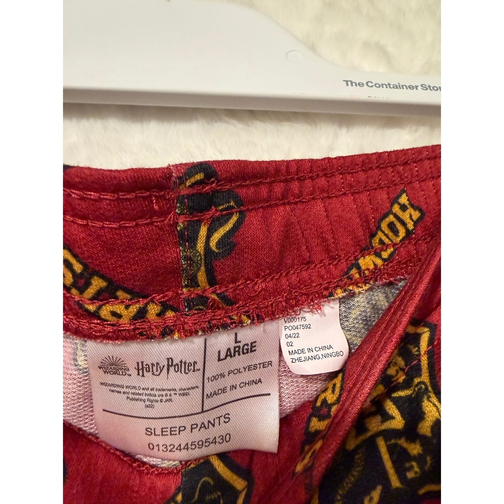 Harry Potter Hogwarts Red Sleep Pants Joggers Mens Large All Over Crest Print - Picture 3 of 7
